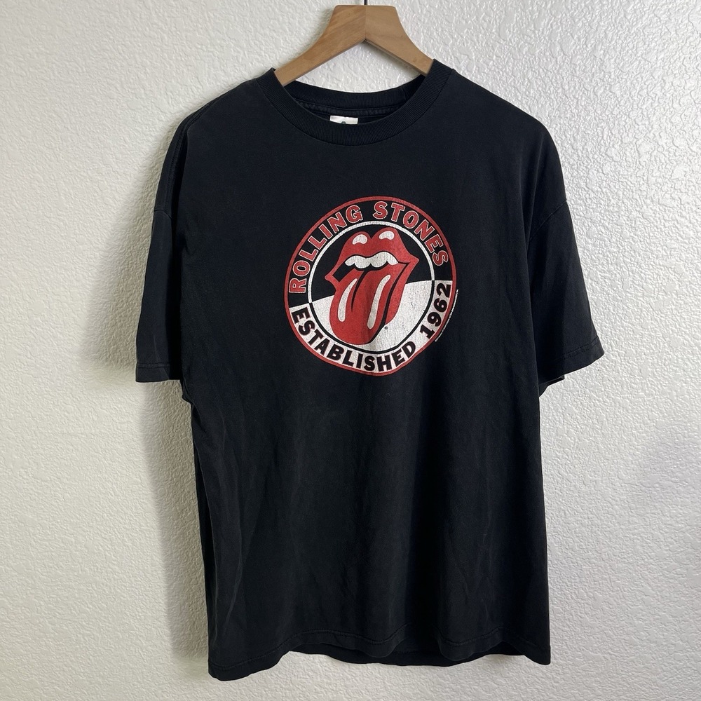Vintage 00s Rolling Stones Shirt Mens XL Black Rock Band Graphic Tee 2004